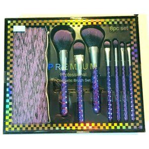 New Premium 8 Piece Professional Cosmetic Brush Set with Travel Case HB055